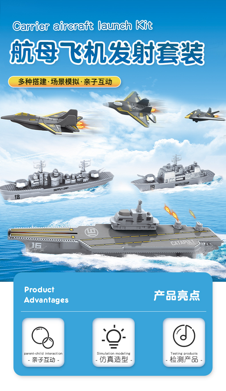 Simulation Aircraft Carrier Aircraft Launch Toy Set Scene Simulation Parent-Child Interaction Warrior Model Toy Children