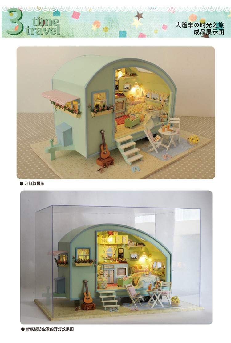 Cute Room DIY Cottage Light Brigade RV Model Creative Girls' Gifts Villa Model Toy Assembled Large Cute Room DIY Cottage Light Brigade RV Model Creative Girls' Gifts Villa Model Toy Assembled Large