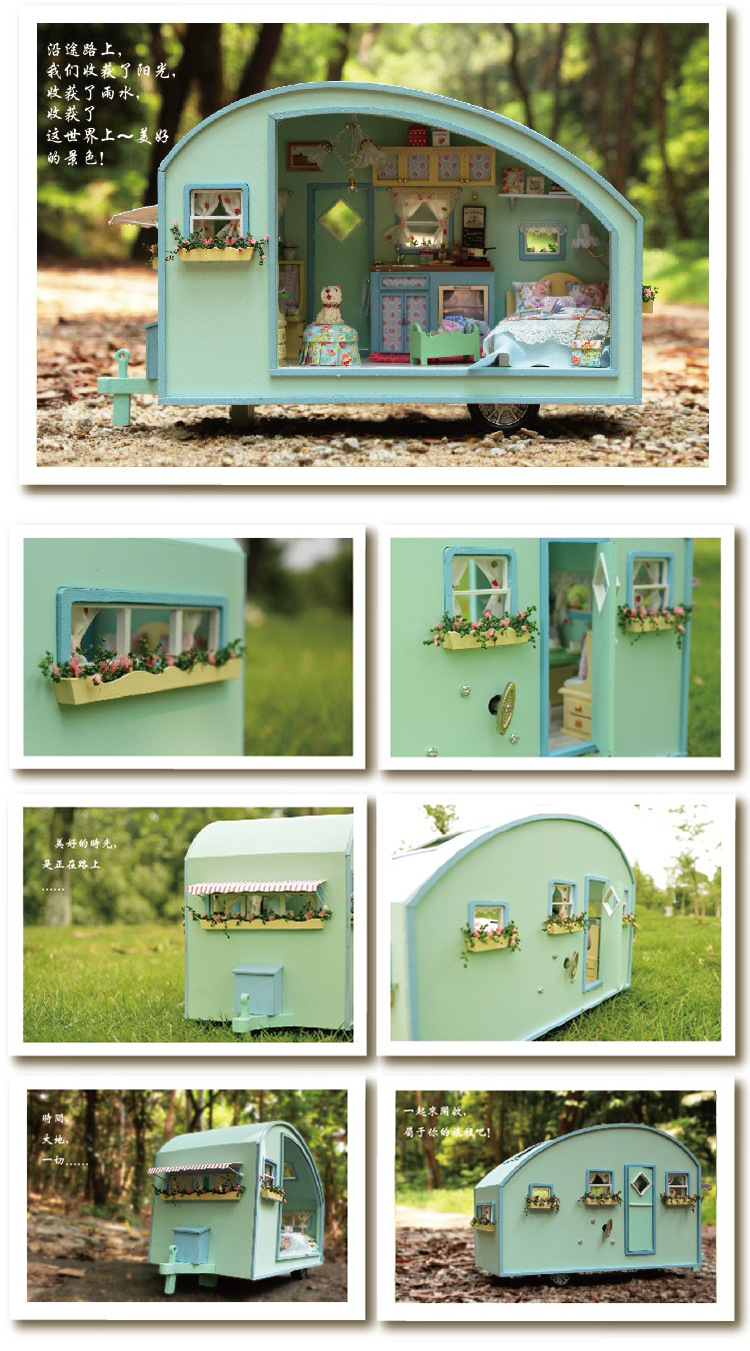 Cute Room DIY Cottage Light Brigade RV Model Creative Girls' Gifts Villa Model Toy Assembled Large Cute Room DIY Cottage Light Brigade RV Model Creative Girls' Gifts Villa Model Toy Assembled Large