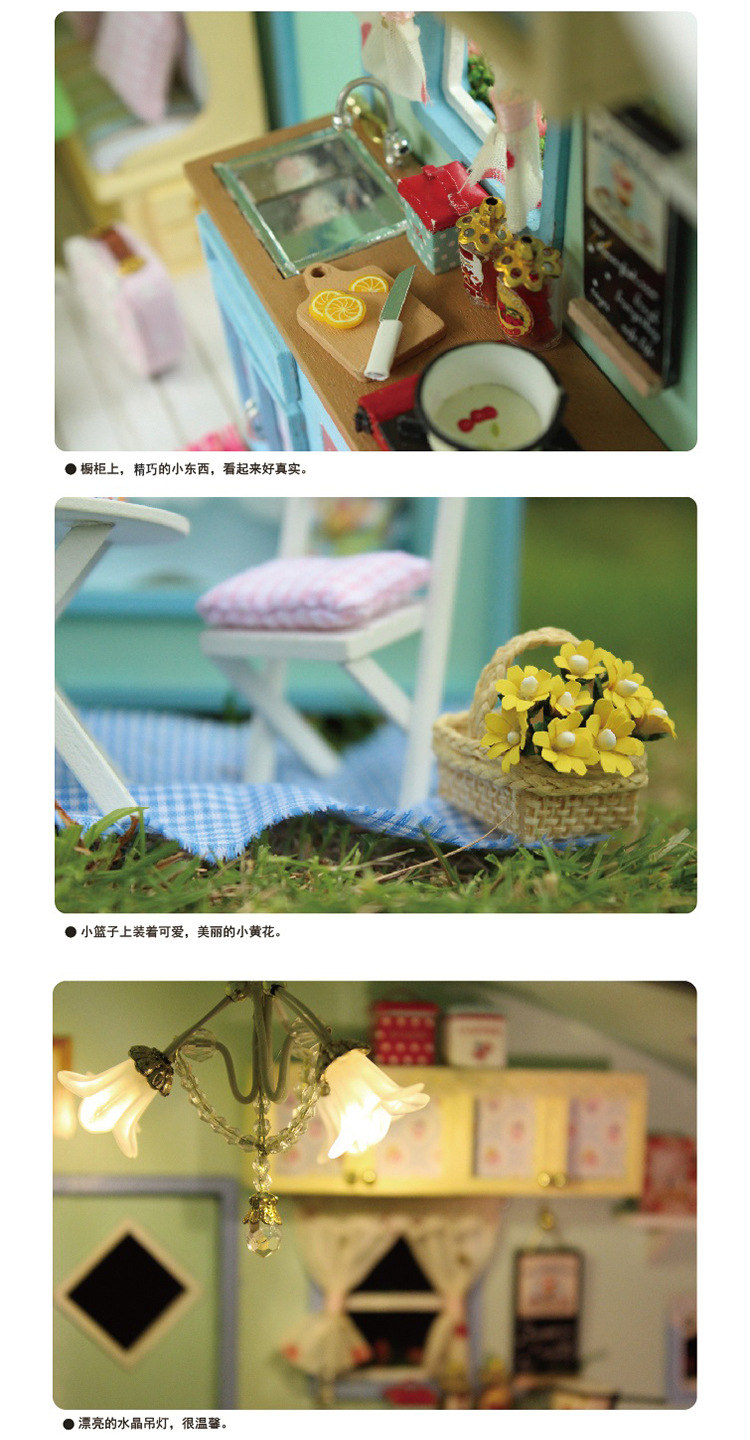 Cute Room DIY Cottage Light Brigade RV Model Creative Girls' Gifts Villa Model Toy Assembled Large Cute Room DIY Cottage Light Brigade RV Model Creative Girls' Gifts Villa Model Toy Assembled Large