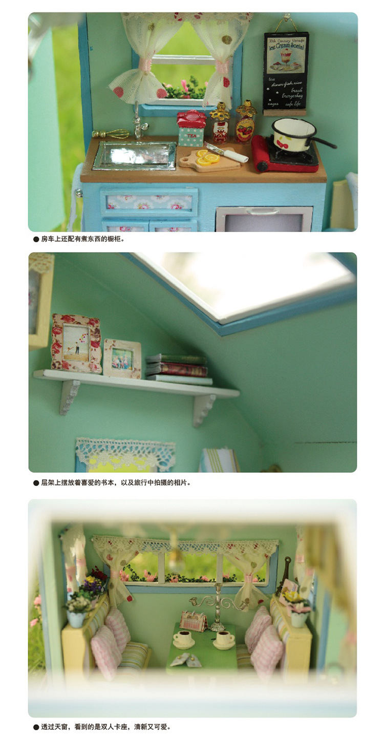Cute Room DIY Cottage Light Brigade RV Model Creative Girls' Gifts Villa Model Toy Assembled Large Cute Room DIY Cottage Light Brigade RV Model Creative Girls' Gifts Villa Model Toy Assembled Large