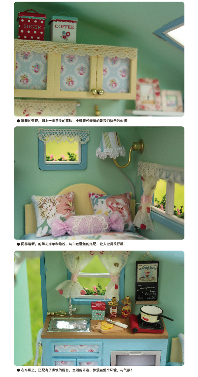 Cute Room DIY Cottage Light Brigade RV Model Creative Girls' Gifts Villa Model Toy Assembled Large Cute Room DIY Cottage Light Brigade RV Model Creative Girls' Gifts Villa Model Toy Assembled Large