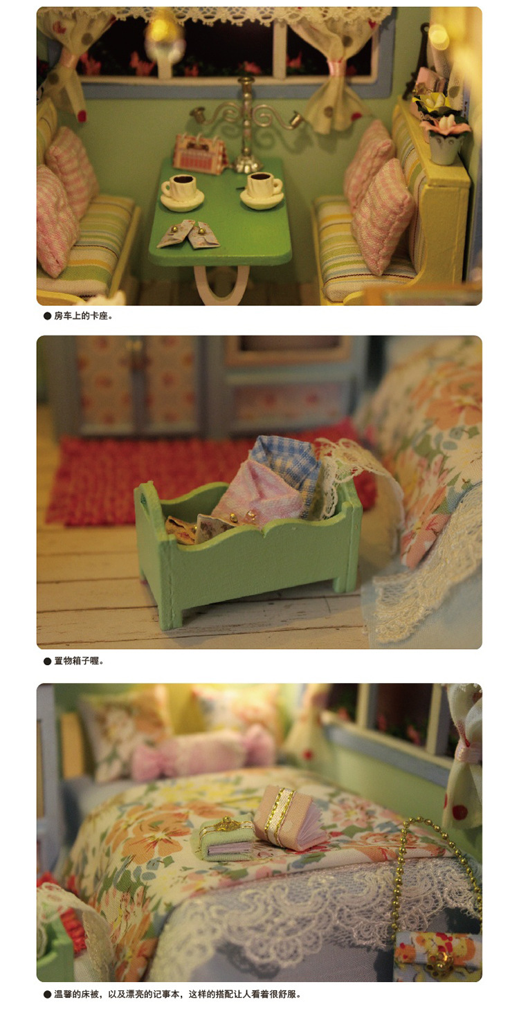Cute Room DIY Cottage Light Brigade RV Model Creative Girls' Gifts Villa Model Toy Assembled Large Cute Room DIY Cottage Light Brigade RV Model Creative Girls' Gifts Villa Model Toy Assembled Large