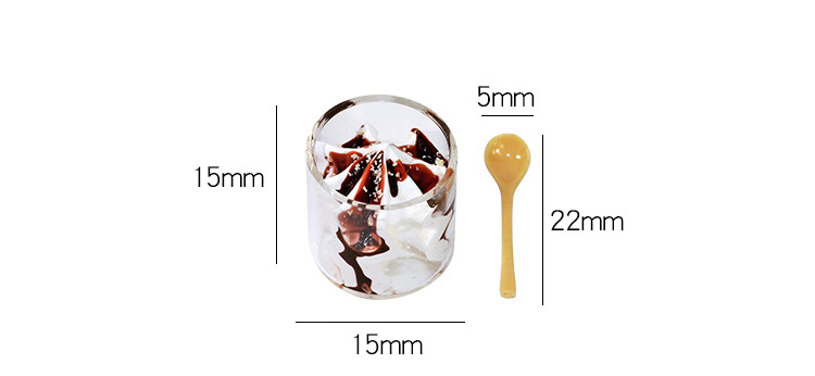 Doll House Accessories Ob11 Creative Design Decoration Miniature Model Toy Transparent Glass Ice Cream Cup Spoon I314