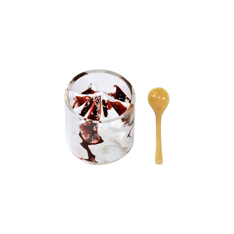 Doll House Accessories Ob11 Creative Design Decoration Miniature Model Toy Transparent Glass Ice Cream Cup Spoon I314