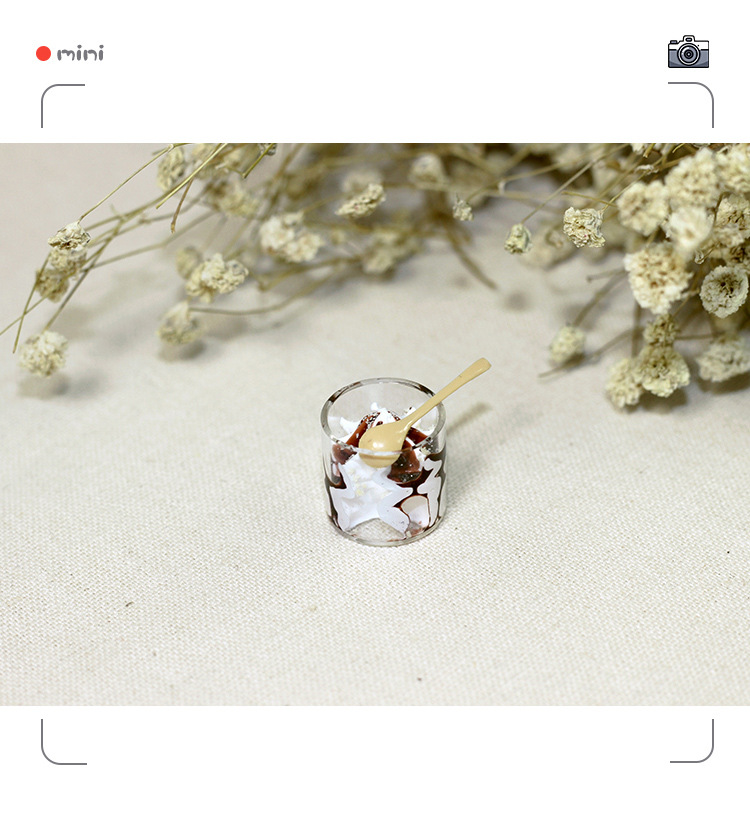 Doll House Accessories Ob11 Creative Design Decoration Miniature Model Toy Transparent Glass Ice Cream Cup Spoon I314
