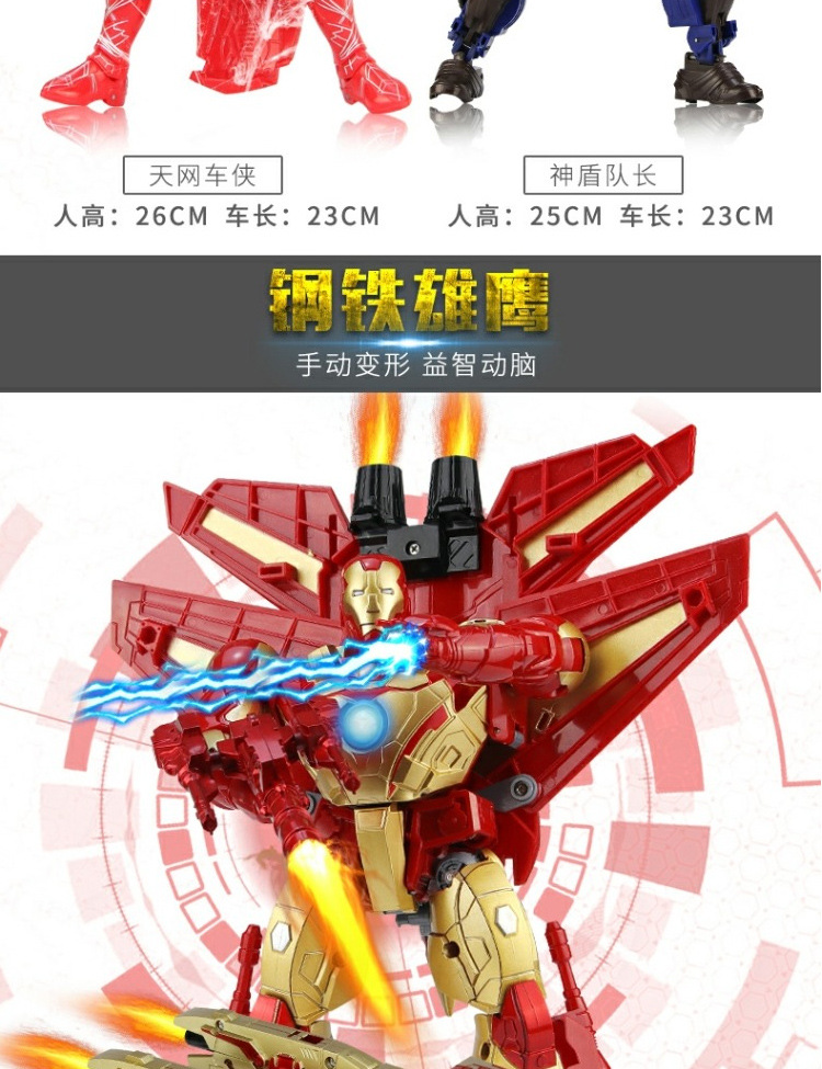 Jinjiang Avengers Heroes Team 3 Iron Man Spider-Man Deformable Assembled Aircraft Truck Model Toy Jinjiang Avengers Heroes Team 3 Iron Man Spider-Man Deformable Assembled Aircraft Truck Model Toy