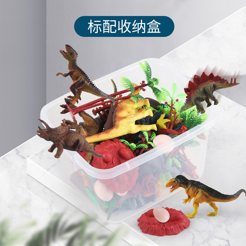 Amazon Hot Dinosaur Model Toy Set Scene with Map Storage Box Simulation Soft Rubber Tyrannosaurus Toy
