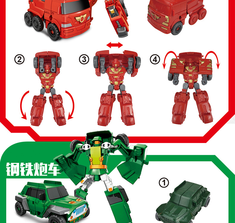 New 5-in-1 Diamond Robot Car Fit Deformation Robot Autobots Boy Children Model Toy