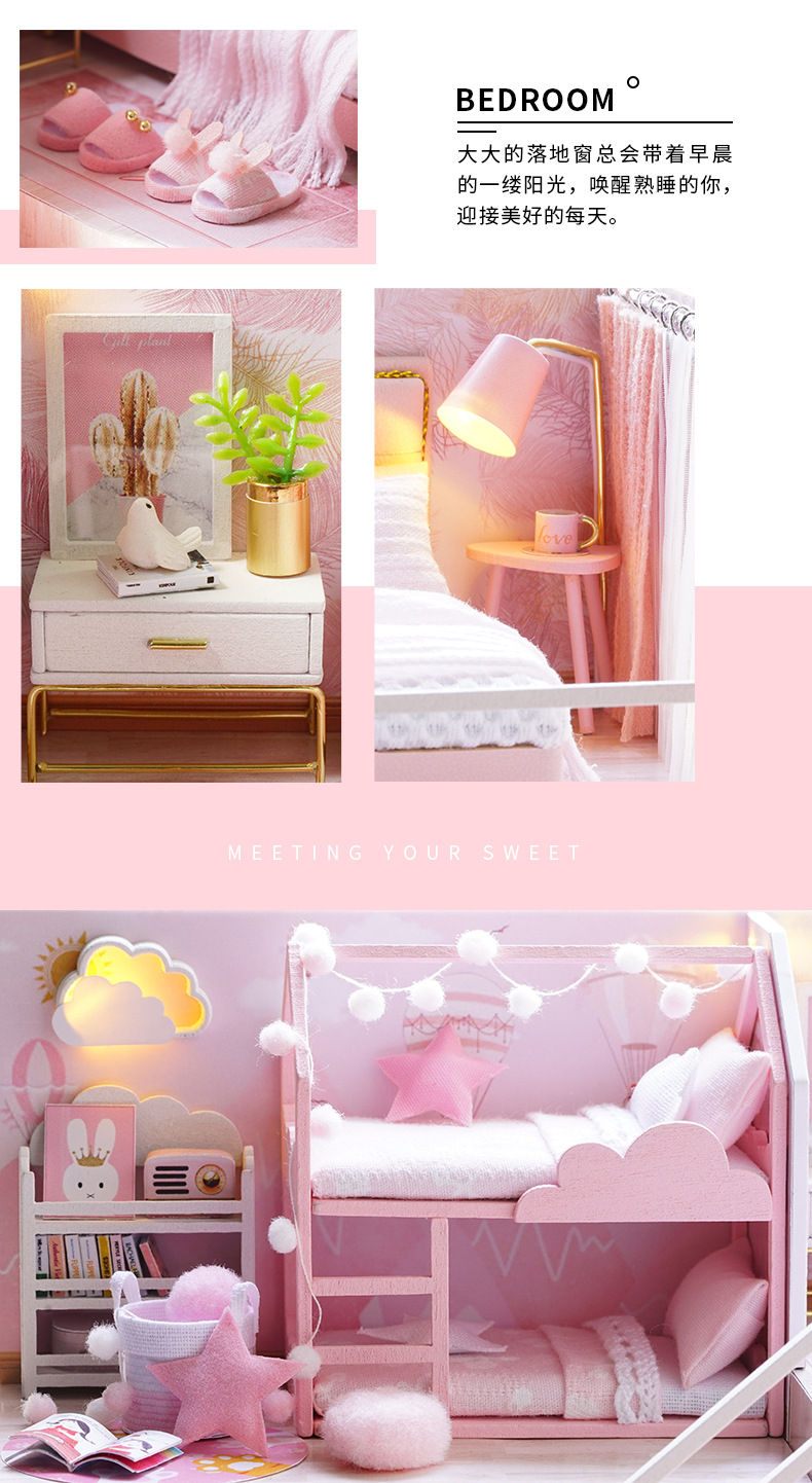 Cute Room Meet Xiaoxiao Handmade DIY Cottage Wooden Building Model Toy for Girlfriend Birthday Gift Cute Room Meet Xiaoxiao Handmade DIY Cottage Wooden Building Model Toy for Girlfriend Birthday Gift