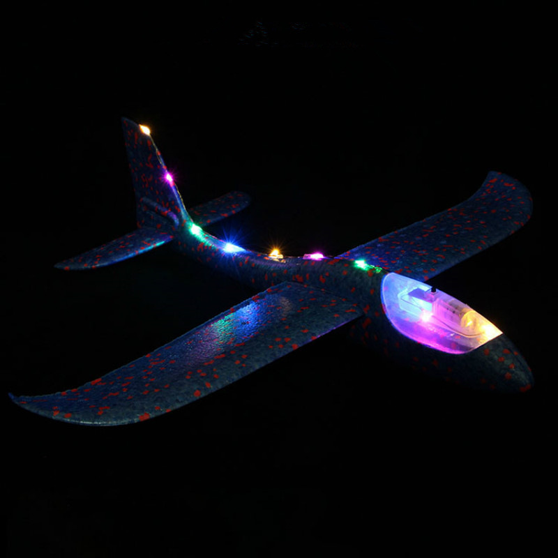Children&#039;s Large Luminous Bubble Plane Hand Throw Colorful Swing Airplane Model Toy Outdoor Assembled Glider Model