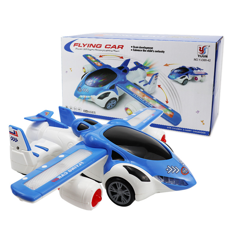 Tiktok Children&#039;s Electric 360 Rotating Electric Toy Car Universal Wheel Aircraft Model Toy Light Music Cross-Border