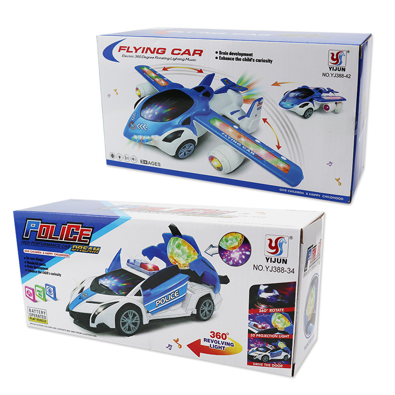 Tiktok Children&#039;s Electric 360 Rotating Electric Toy Car Universal Wheel Aircraft Model Toy Light Music Cross-Border