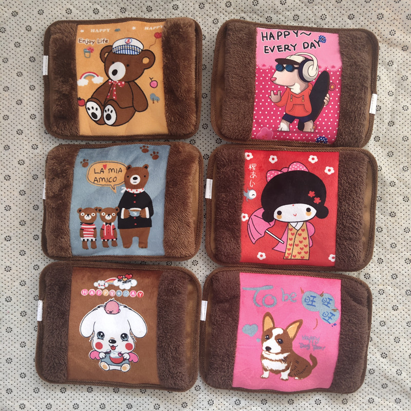 New Charging Hot Water Bag Cartoon Plush Toy Hand Warmer with Zipper Removable Electric Warming Wholesale