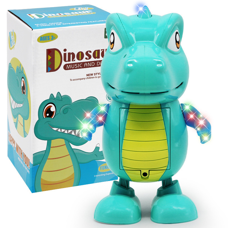 Cross-Border Goods Electric Toy Cartoon Dinosaur Children Dance Lamp Music Swing Dancing Dinosaur Robot
