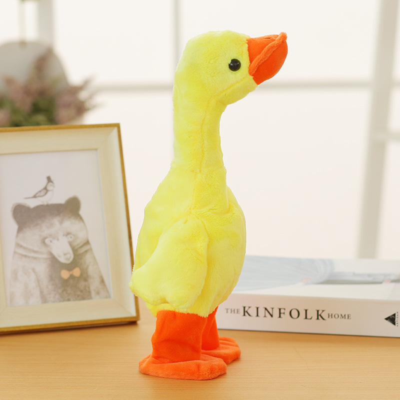 Electric Small Yellow Duck Plush Toy Walking Singing Neck Duck Toy Stall Supply Tik Tok Toys