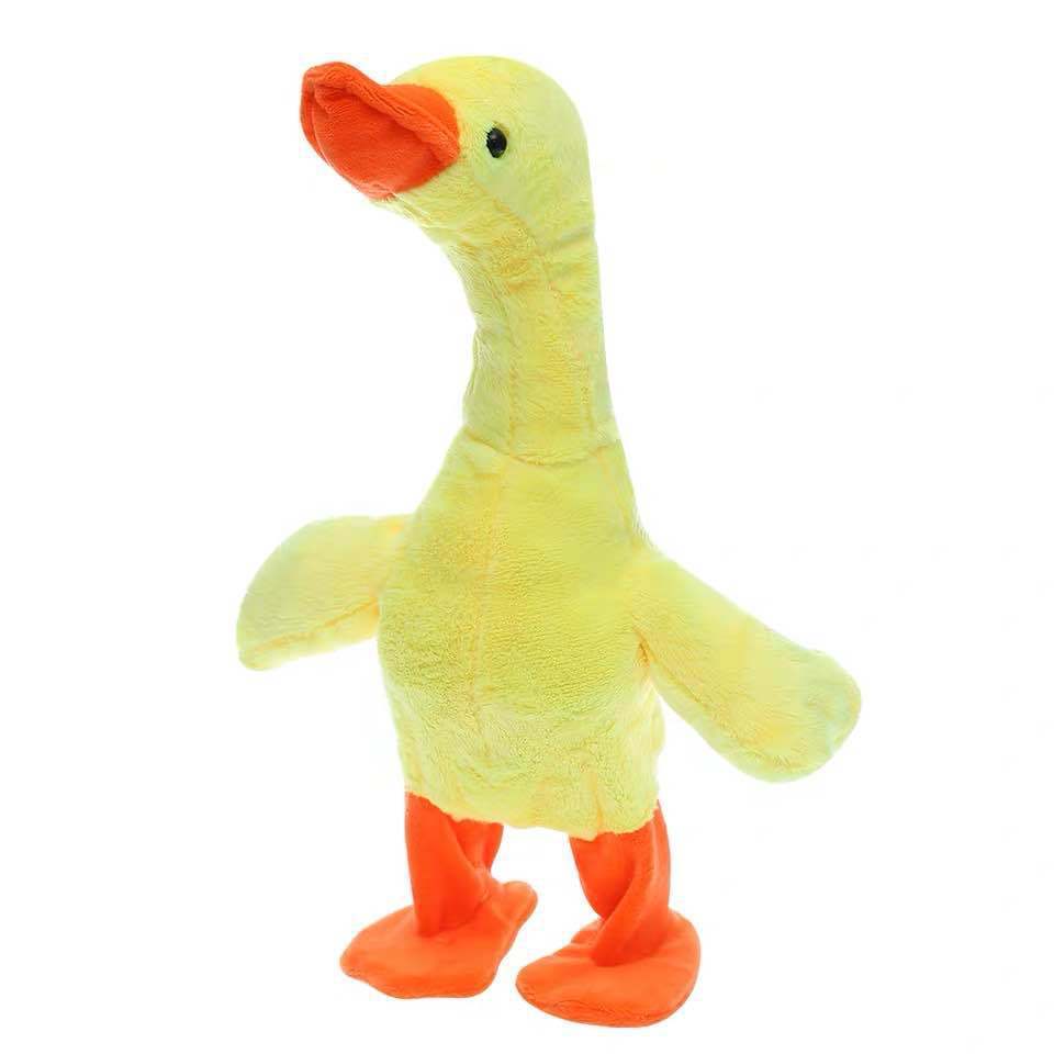 Electric Small Yellow Duck Plush Toy Walking Singing Neck Duck Toy Stall Supply Tik Tok Toys