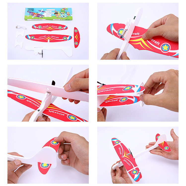 Electric Foam Glider Light-Emitting Drop-Resistant Charging Bubble Plane Assembled Stall Park Hot Selling Model Aircraft Toy