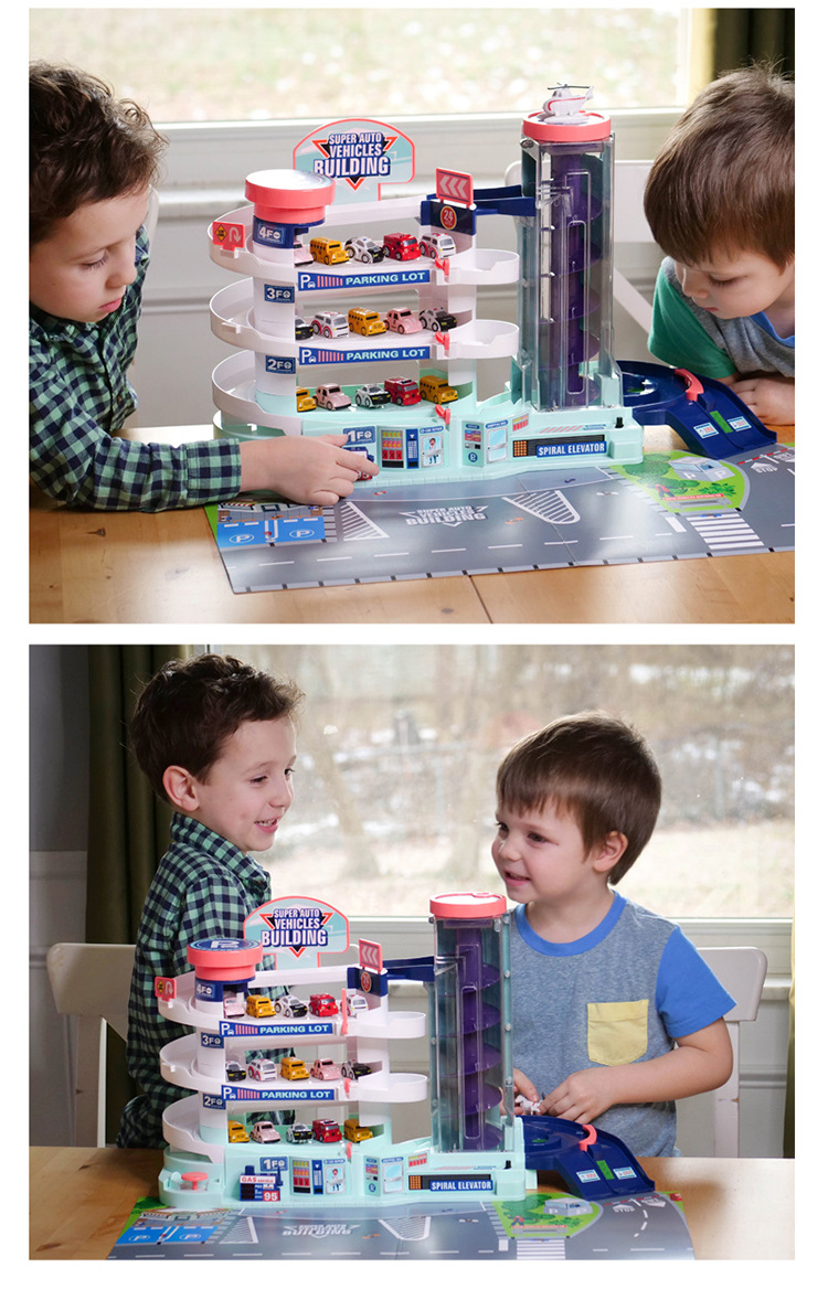 Children's Car Building Parking Lot Toy Electric Track Baby Puzzle TikTok Boy's Same Intellectual Brain Movement