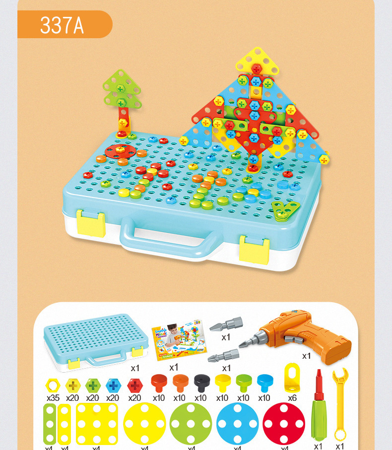 Amazon Children's Electric Drill Assembling Building Blocks Twist Screw Toolbox Nut Assembly and Disassembly Fun Puzzle Toy Amazon Children's Electric Drill Assembling Building Blocks Twist Screw Toolbox Nut Assembly and Disassembly Fun Puzzle Toy