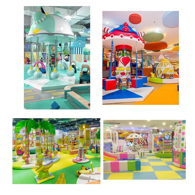 Naughty Castle Children&#039;s Playground Indoor Electric Toy Accessories Equipment Rotating Swing Coconut Tree Helicopter Facilities