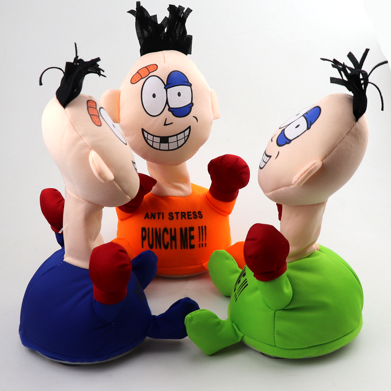 Cross-Border Supply Beaten Punch Me Villain Electric Plush Toy Creative Vent Scream Doll TikTok Same Style