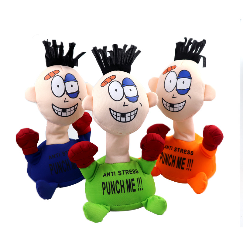 Cross-Border Supply Beaten Punch Me Villain Electric Plush Toy Creative Vent Scream Doll TikTok Same Style
