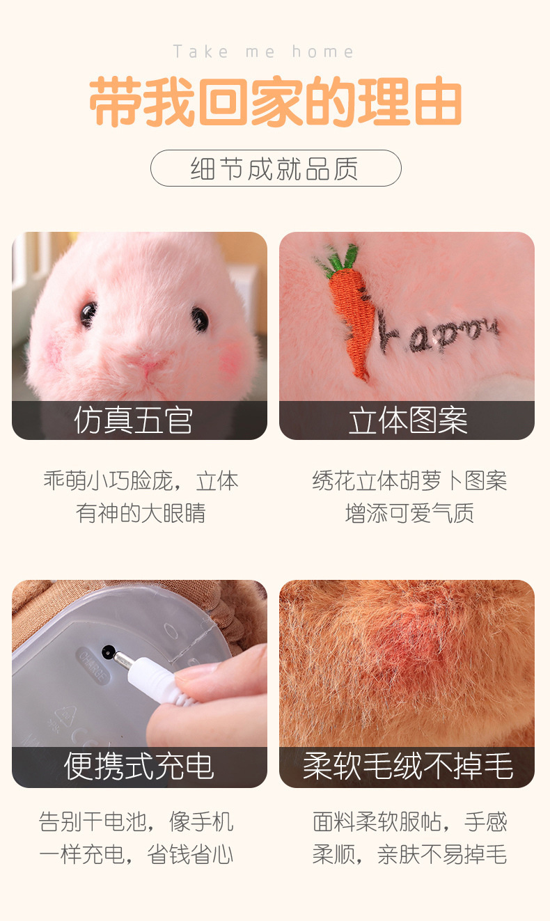 Smart Adorable Rabbit Electric Remote Control Plush Toy Early Childhood Educational Toys Bunny Soothing Who Can Learn to Speak English