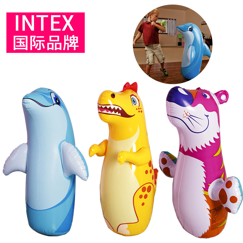 Intex 44669 3D Animal Tumbler Children&#039;s Inflatable Toys Boxing Bag Bottom Water Injection Leisure Toys