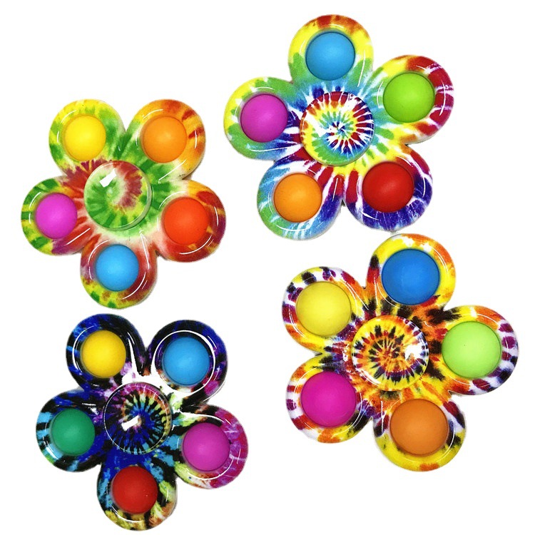 Deratization Pioneer Printed Five-Leaf Gyro Fingertip Gyro Bubble Music Finger Rotating Stress Relief Toy