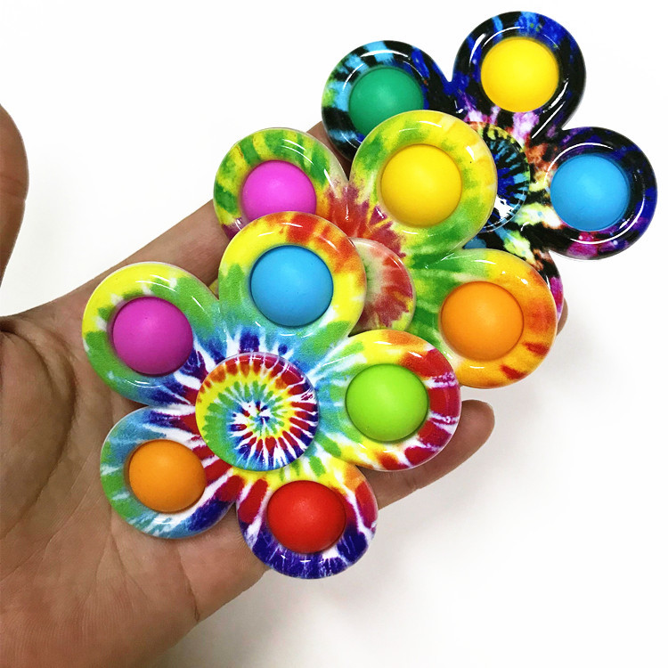 Deratization Pioneer Printed Five-Leaf Gyro Fingertip Gyro Bubble Music Finger Rotating Stress Relief Toy