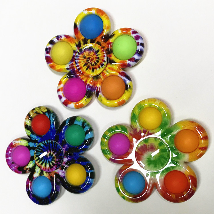 Deratization Pioneer Printed Five-Leaf Gyro Fingertip Gyro Bubble Music Finger Rotating Stress Relief Toy