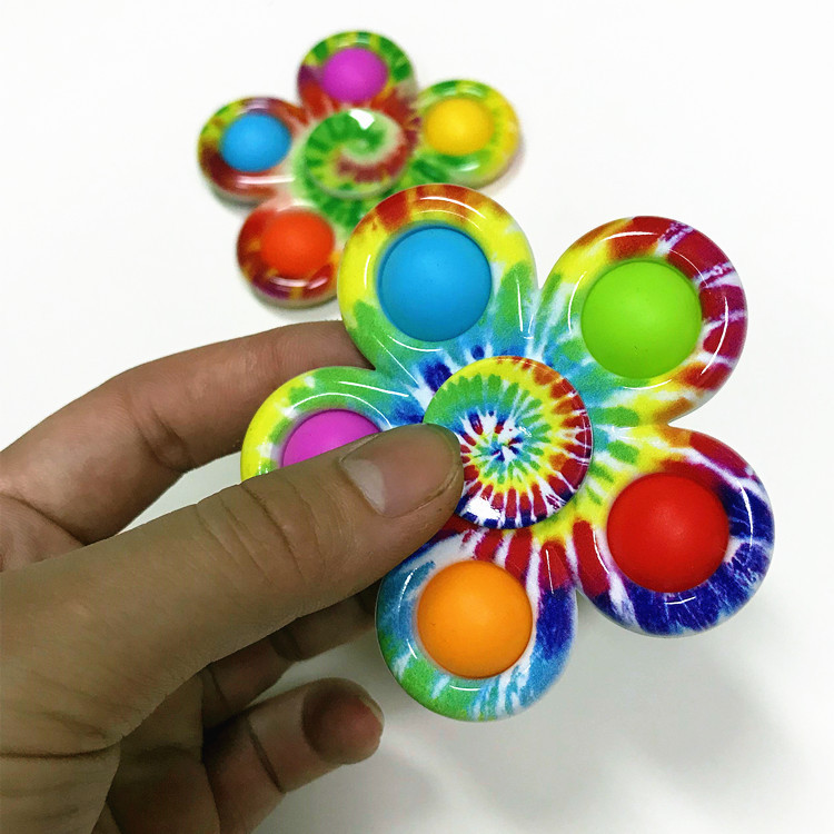 Deratization Pioneer Printed Five-Leaf Gyro Fingertip Gyro Bubble Music Finger Rotating Stress Relief Toy