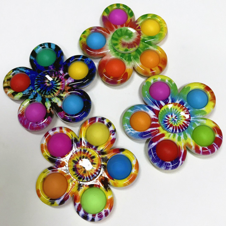 Deratization Pioneer Printed Five-Leaf Gyro Fingertip Gyro Bubble Music Finger Rotating Stress Relief Toy
