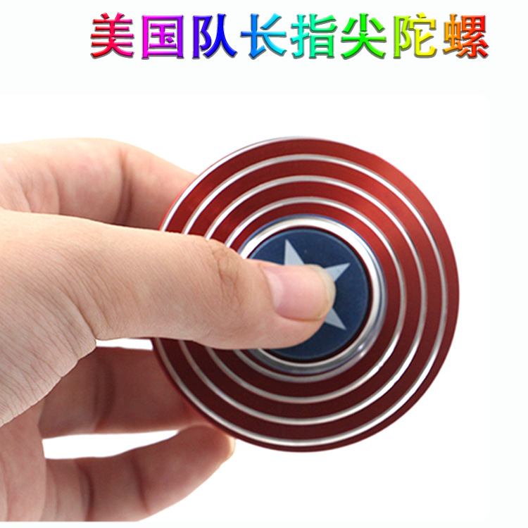 Cross-Border Hot Sale Aluminum Alloy Captain America Fingertip Gyro Metal Iron Man Hand Spinner Adult Stress Relief Toys