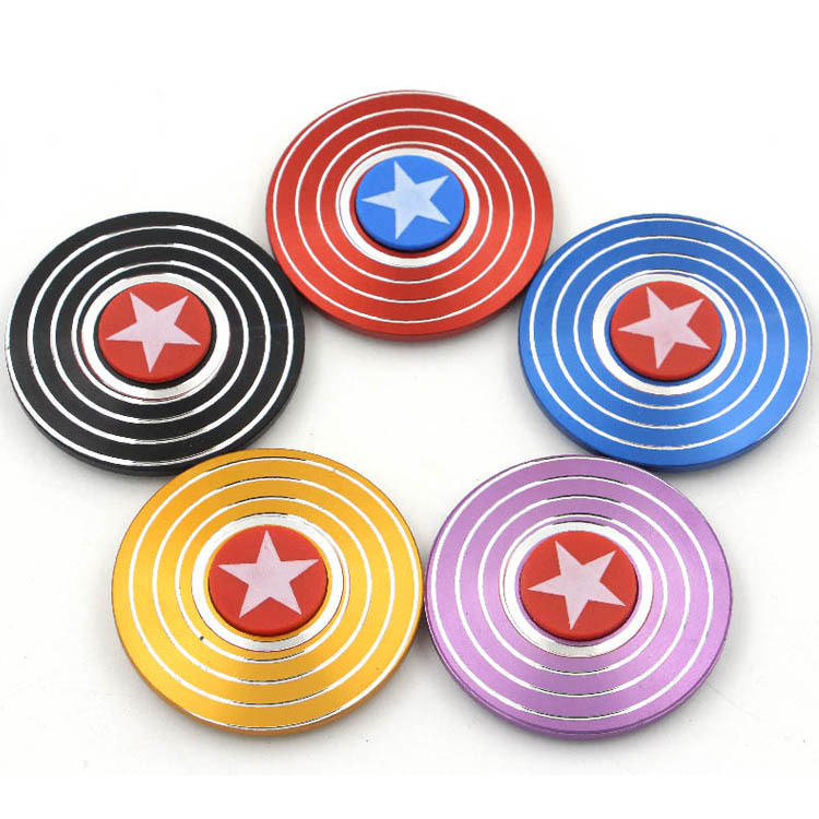 Cross-Border Hot Sale Aluminum Alloy Captain America Fingertip Gyro Metal Iron Man Hand Spinner Adult Stress Relief Toys