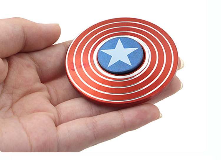 Cross-Border Hot Sale Aluminum Alloy Captain America Fingertip Gyro Metal Iron Man Hand Spinner Adult Stress Relief Toys