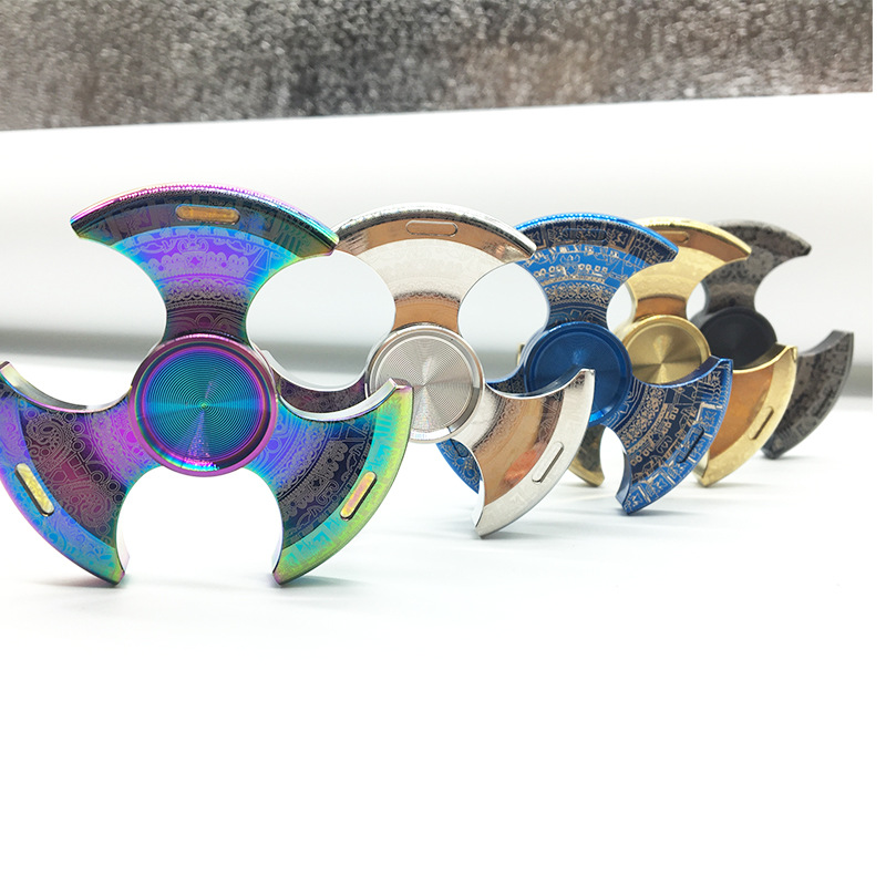 Stainless Steel Pure Steel Fingertip Gyro Three-Leaf Maya Children&#039;s Toy Adult Hand Spinner One-Piece Delivery
