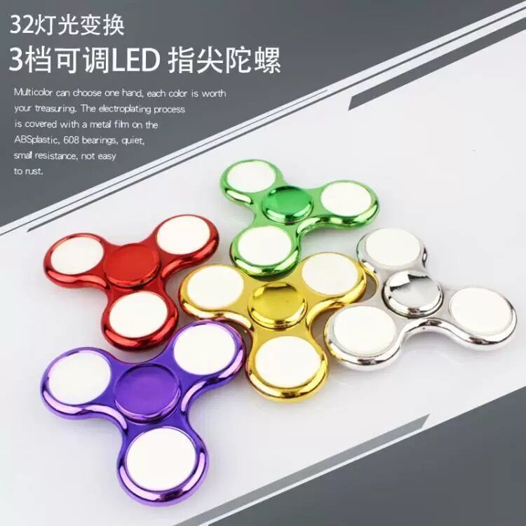 CrossBorder Fingertip Gyro Colorful ThreeLeaf Colorful Luminous Finger Rotating DoubleFaced Crystal Gyro Children's Toy