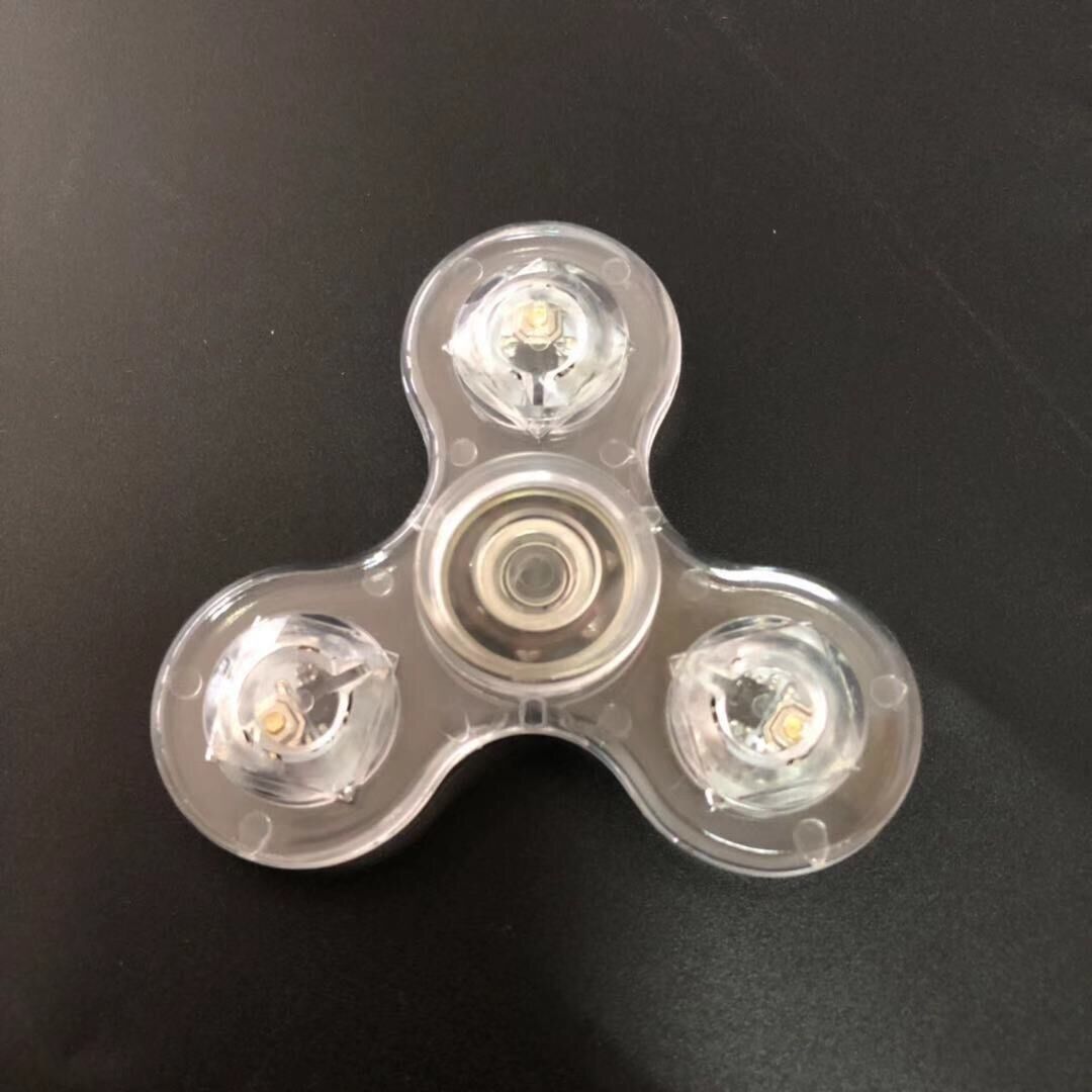 CrossBorder Fingertip Gyro Colorful ThreeLeaf Colorful Luminous Finger Rotating DoubleFaced Crystal Gyro Children's Toy