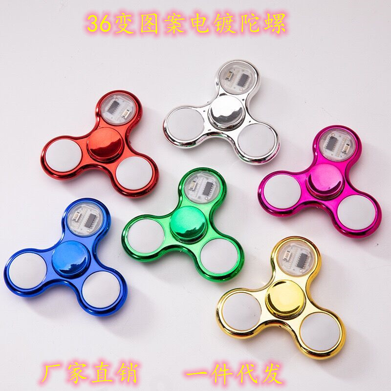 CrossBorder Fingertip Gyro Colorful ThreeLeaf Colorful Luminous Finger Rotating DoubleFaced Crystal Gyro Children's Toy