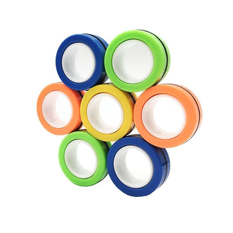 In Stock Wholesale Fingertip Gyro Finger Magnetic Ring Pressure Reduction Toy Magnetic Ring Gyro Fingertip Decompression