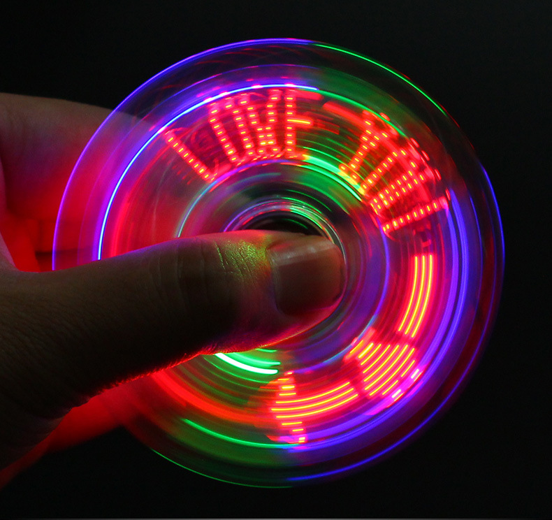 Crystal Led Fingertip Gyro for Decompression Three-Leaf Colorful Luminous Glow Toy Decompression Artifact Stall Hot Sale
