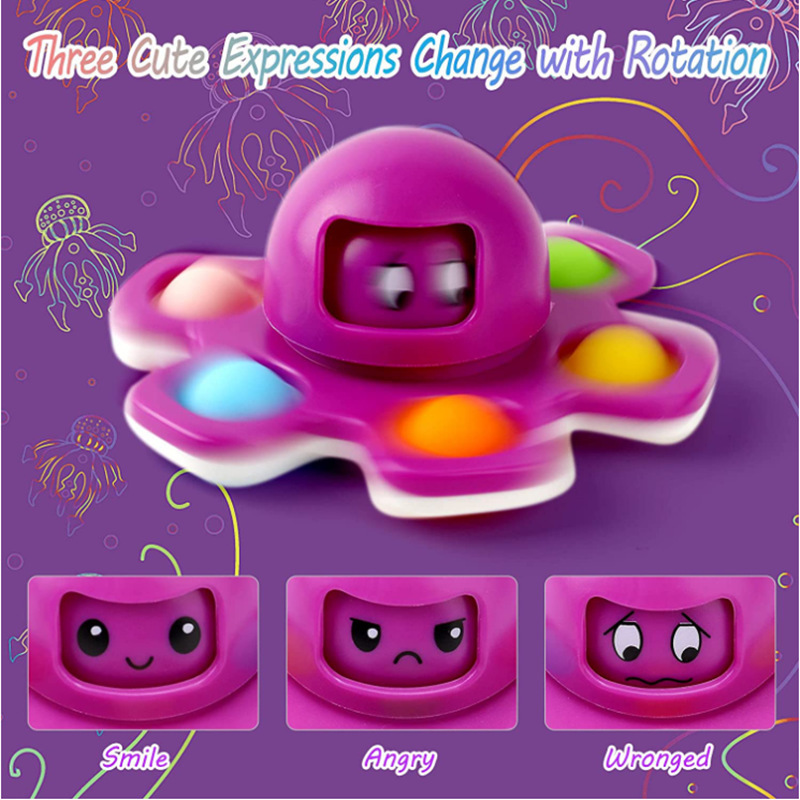 Cross-Border Amazon Sources Face-Changing Octopus Fingertip Gyro Deratization Pioneer Pop Decompression Decompression Toy Wholesale