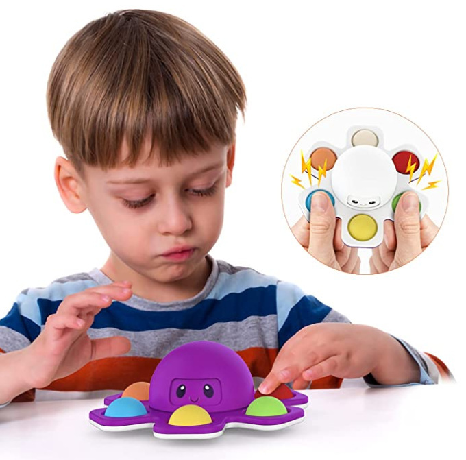 Cross-Border Amazon Sources Face-Changing Octopus Fingertip Gyro Deratization Pioneer Pop Decompression Decompression Toy Wholesale