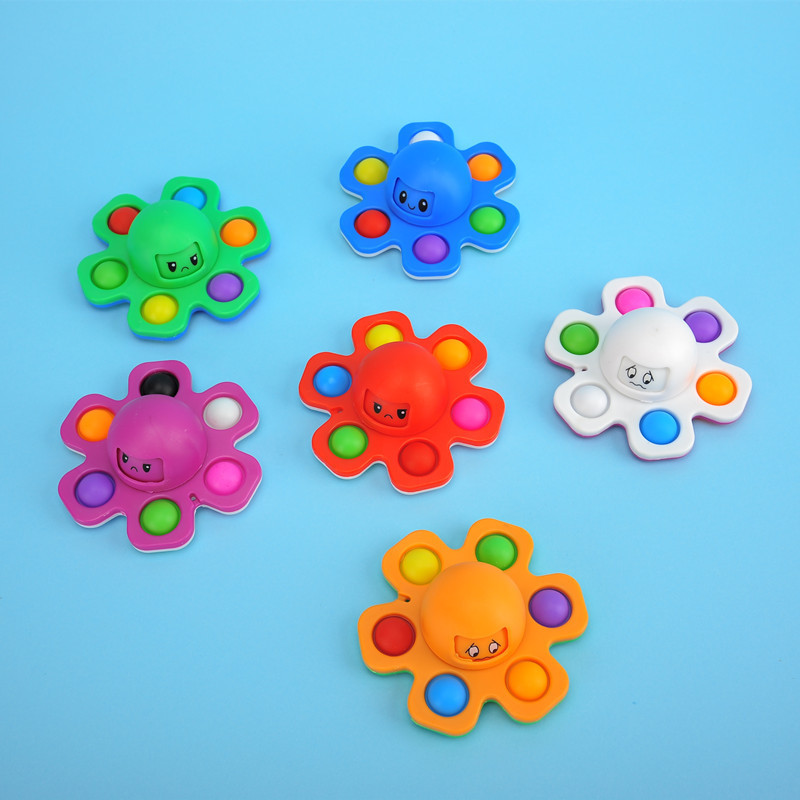 Cross-Border Amazon Sources Face-Changing Octopus Fingertip Gyro Deratization Pioneer Pop Decompression Decompression Toy Wholesale