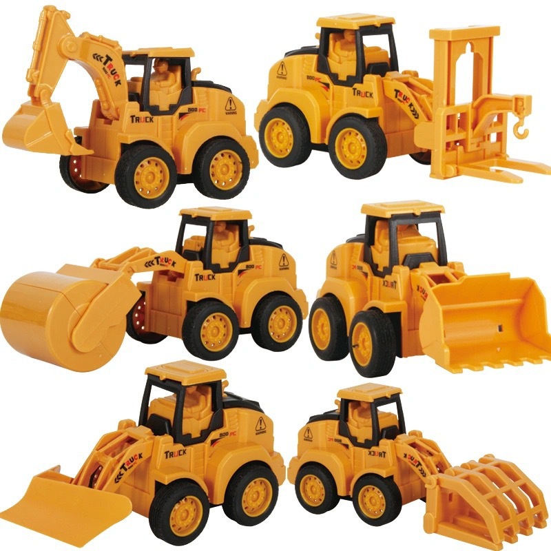 Cross-Border Children&#039;s Simulation Inertia Warrior Engineering Vehicle Excavator Bulldozer Model Toy Car DIY Boy Gift
