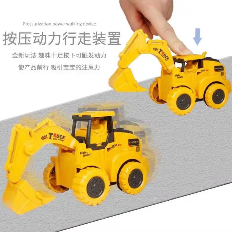 Cross-Border Children&#039;s Simulation Inertia Warrior Engineering Vehicle Excavator Bulldozer Model Toy Car DIY Boy Gift