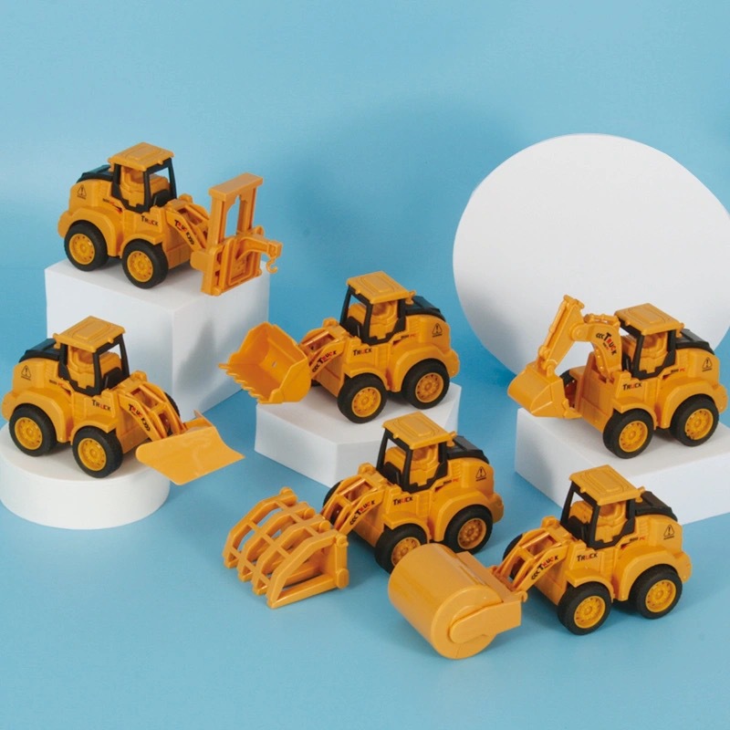 Cross-Border Children&#039;s Simulation Inertia Warrior Engineering Vehicle Excavator Bulldozer Model Toy Car DIY Boy Gift