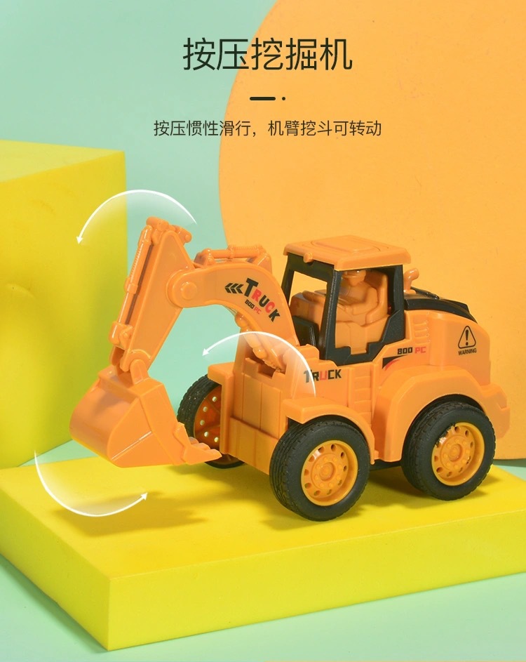 Cross-Border Children's Simulation Inertia Warrior Engineering Vehicle Excavator Bulldozer Model Toy Car DIY Boy Gift